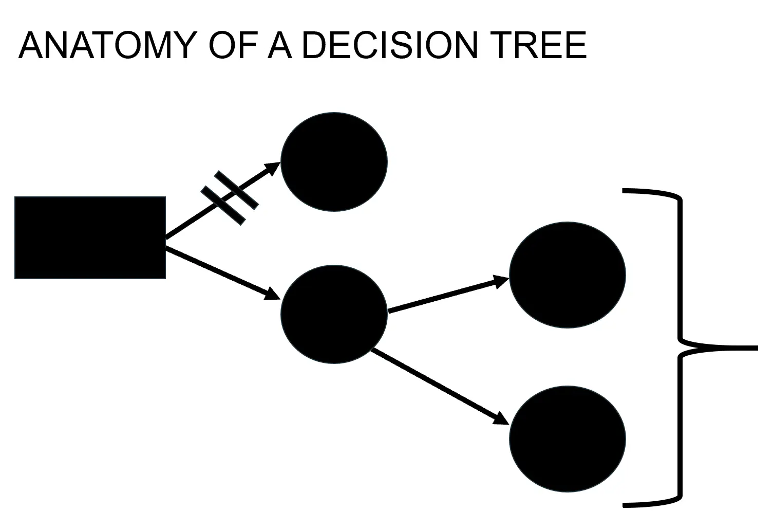 Diagram labeling the parts of a decision tree