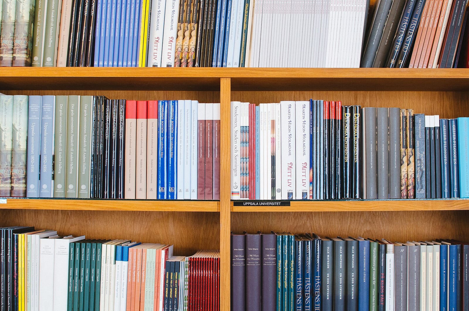 Shelves of books in a university library