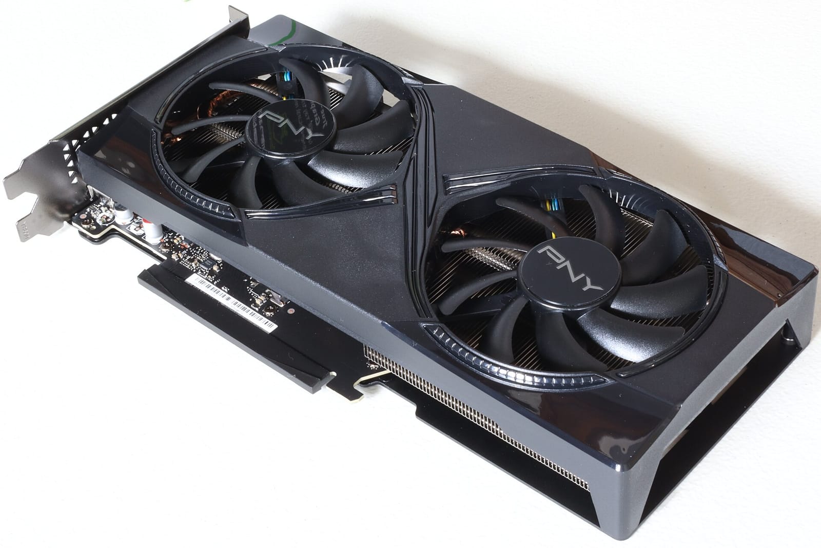 PNY GeForce RTX 5060 Ti 16GB dual-fan graphics card on a white background