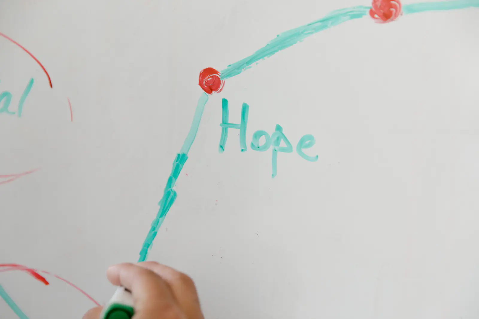 A hand drawing on a whiteboard with colorful markers