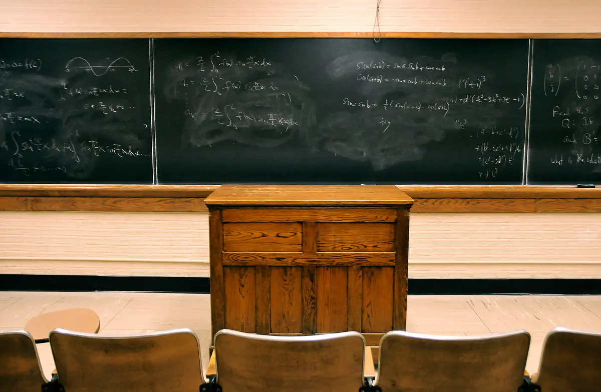 A classroom blackboard at Cornell University