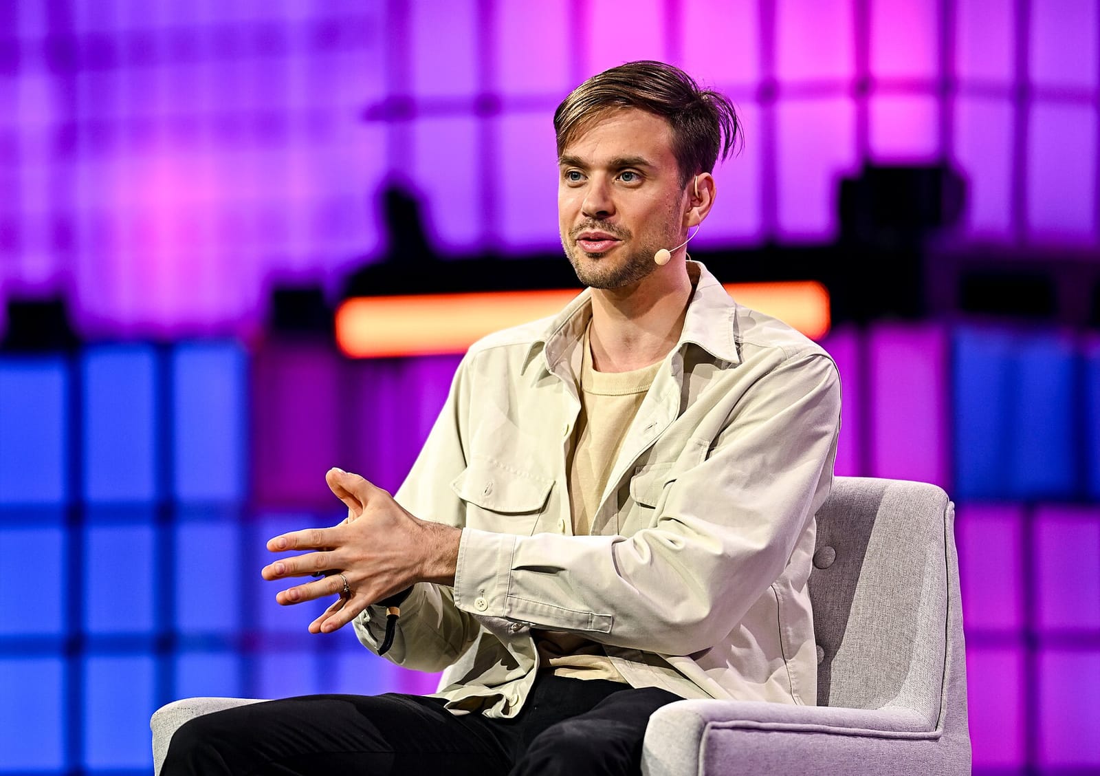 Lovable co-founder and CEO Anton Osika on stage at Web Summit 2025 in Lisbon